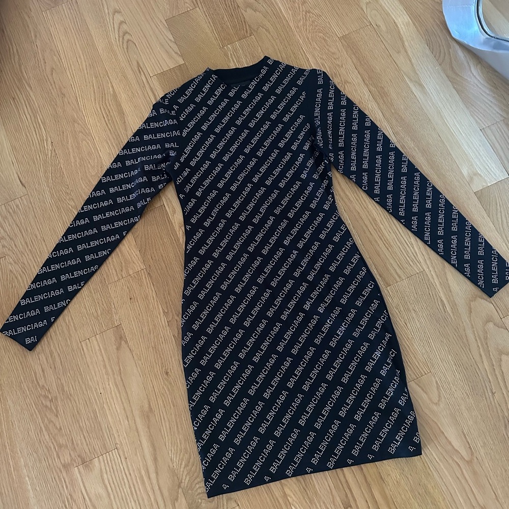 Balenciaga crystal knit dress